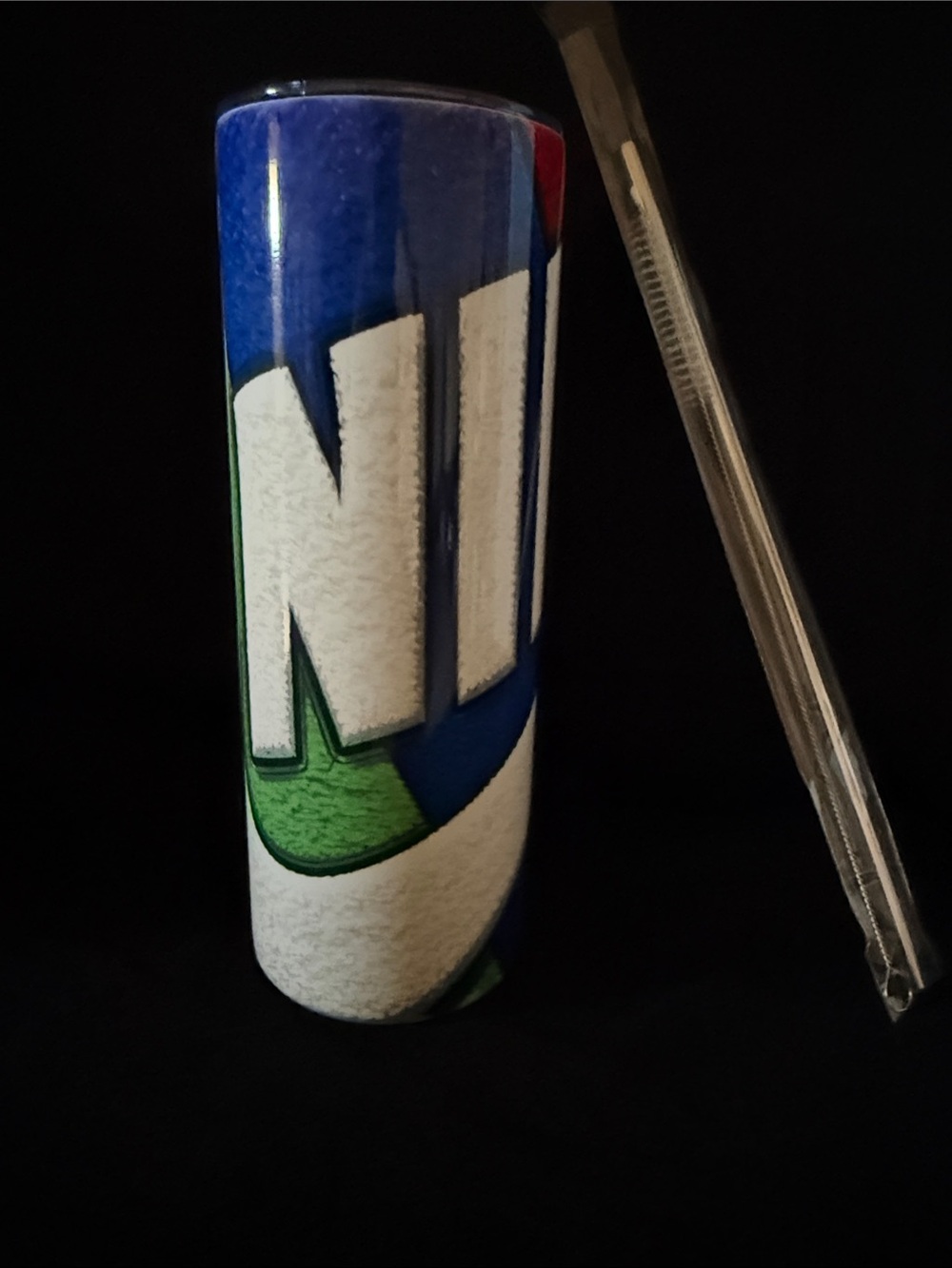 Tumbler Blue, Green and White Cylindrical Logo Tumbler